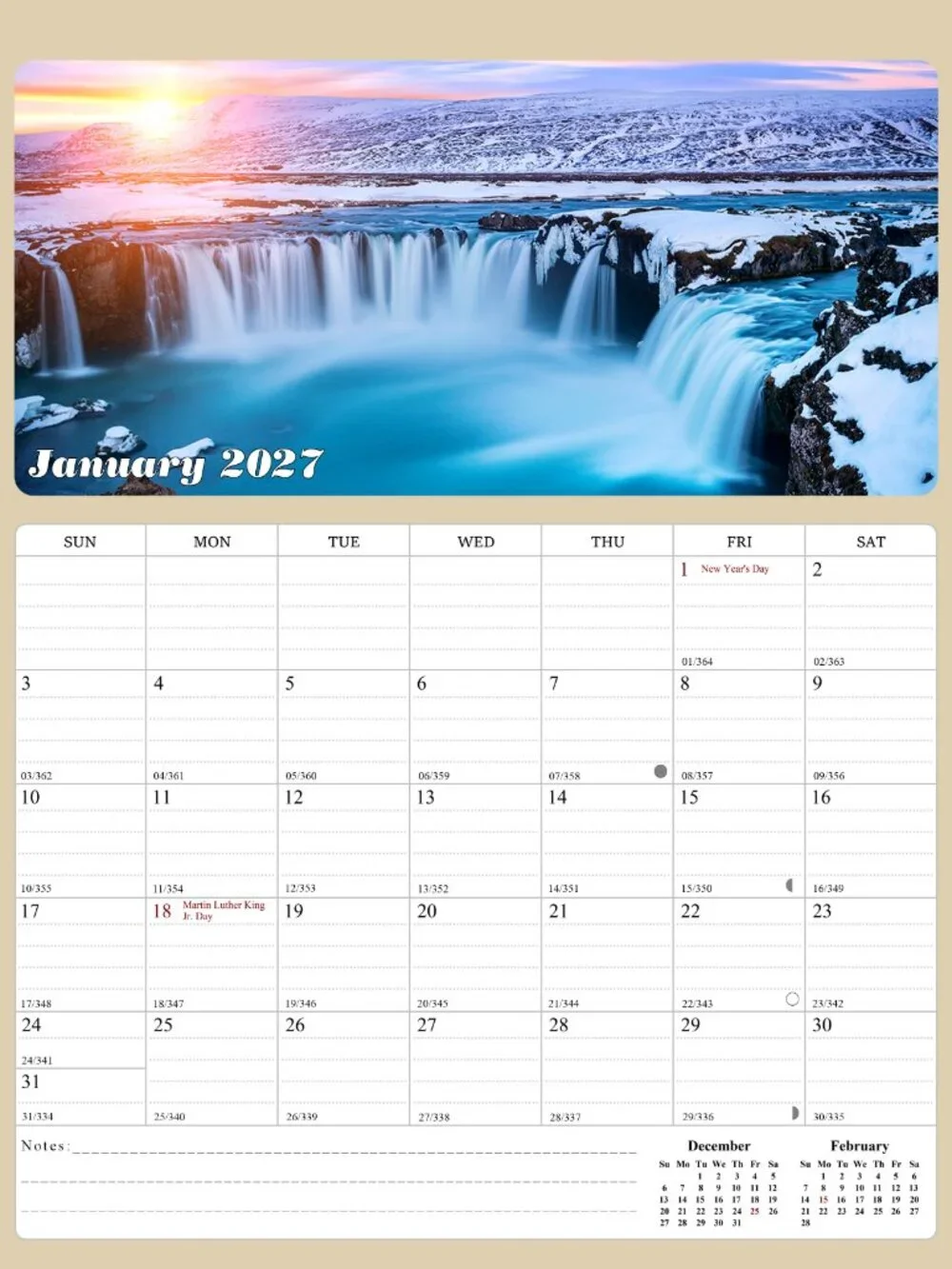 2027 Calendar Magnetic Peel & Stick 12 Months 8.5